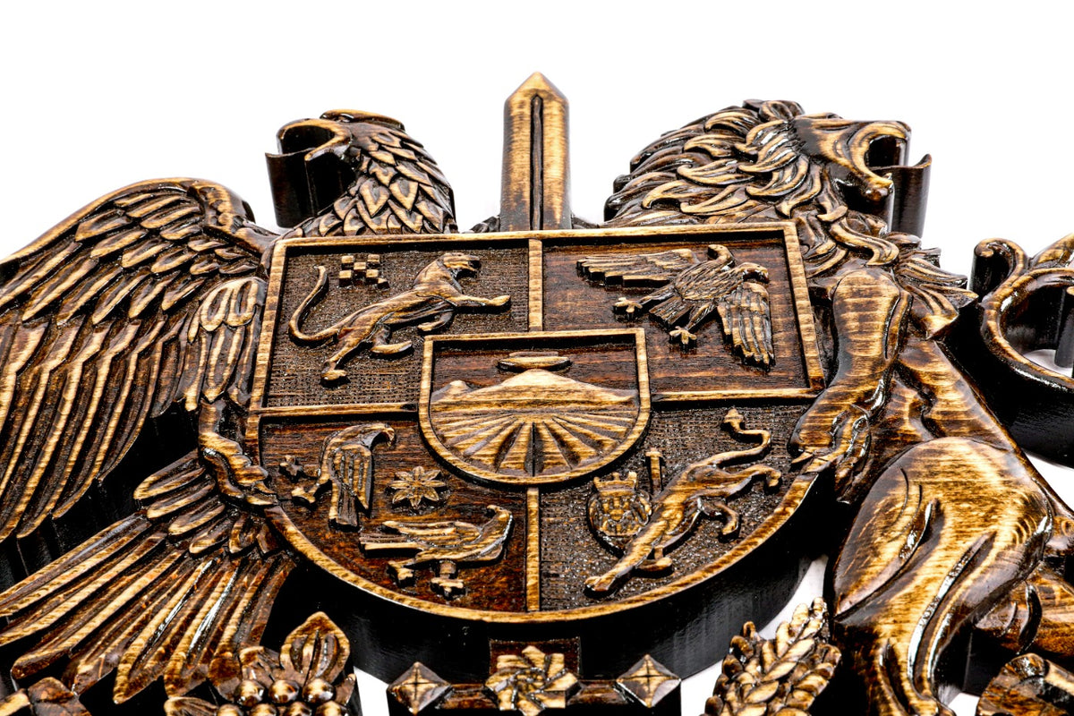 Handmade Wooden Armenian Coat of Arms Wall Emblem, 30 cm - photo 4