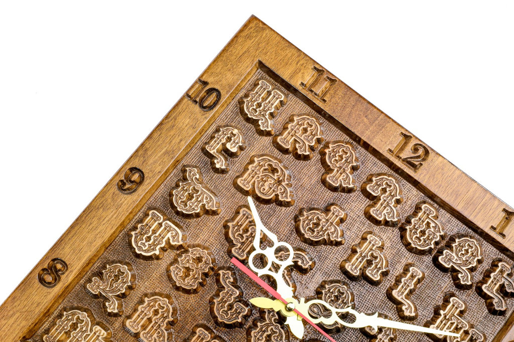 Handmade Wooden Wall Clock with Armenian Alphabet, 35 cm - photo 7