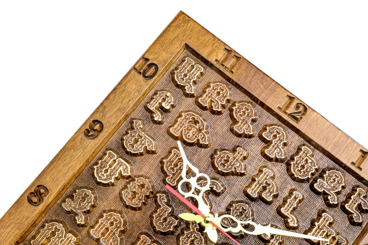 Handmade Wooden Wall Clock with Armenian Alphabet, 35 cm - photo 7