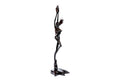 Hand-Carved Wooden Girl with Flower Sculpture