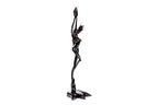 Hand-Carved Wooden Girl with Flower Sculpture