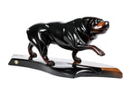 Hand-Carved Wooden Rottweiler Sculpture