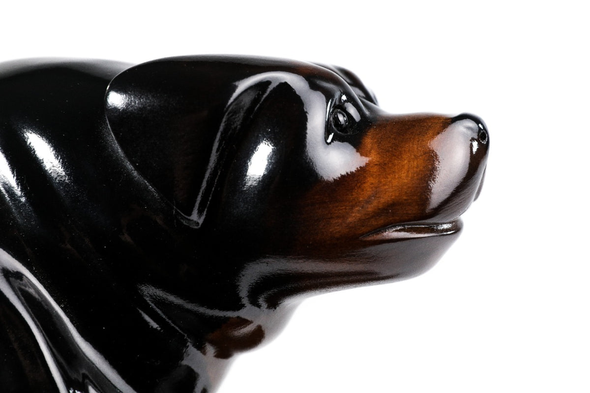 Hand-Carved Wooden Rottweiler Sculpture - photo 5
