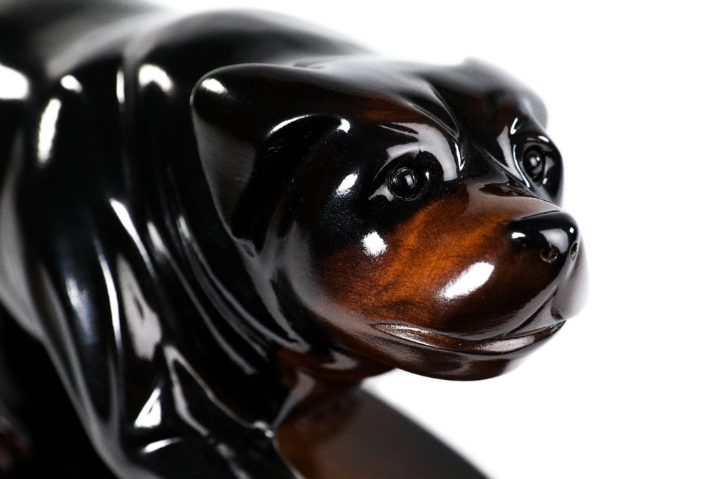 Hand-Carved Wooden Rottweiler Sculpture - photo 3