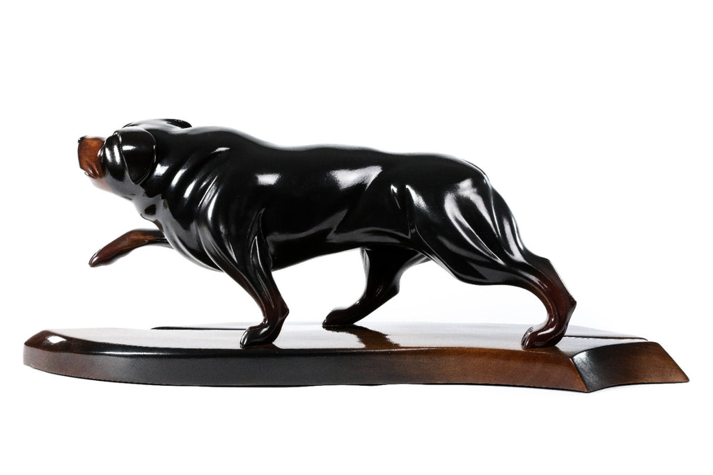 Hand-Carved Wooden Rottweiler Sculpture - photo 8