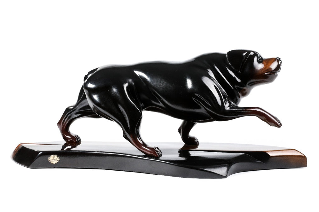 Hand-Carved Wooden Rottweiler Sculpture - photo 4
