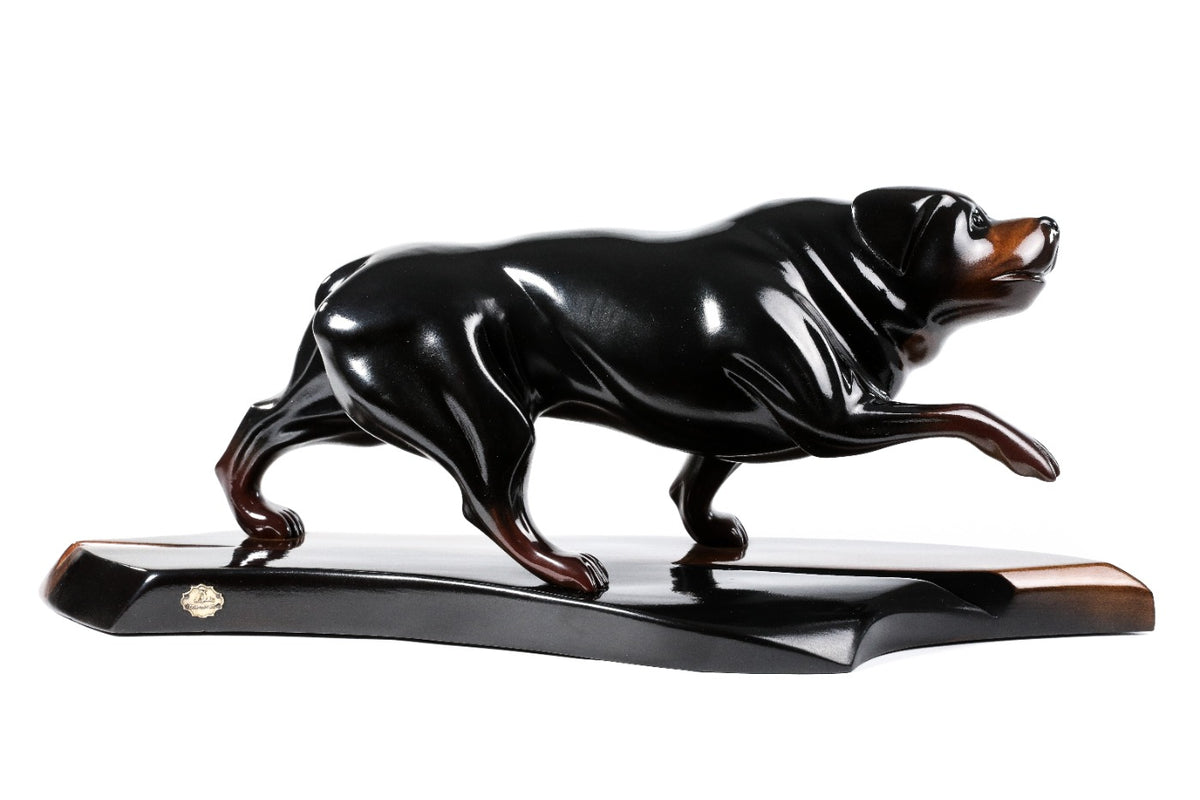 Hand-Carved Wooden Rottweiler Sculpture - photo 4