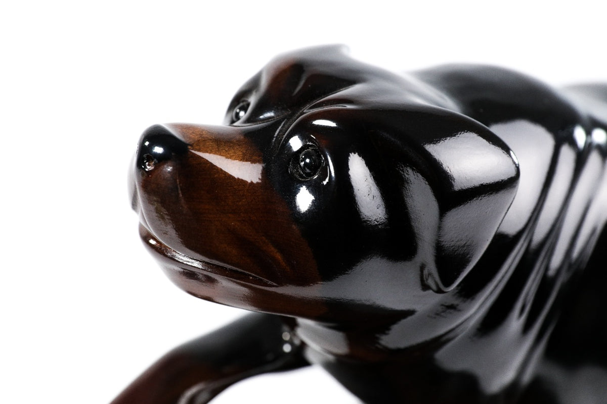 Hand-Carved Wooden Rottweiler Sculpture - photo 9