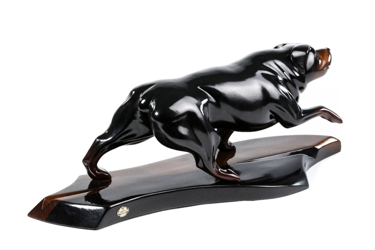Hand-Carved Wooden Rottweiler Sculpture - photo 11