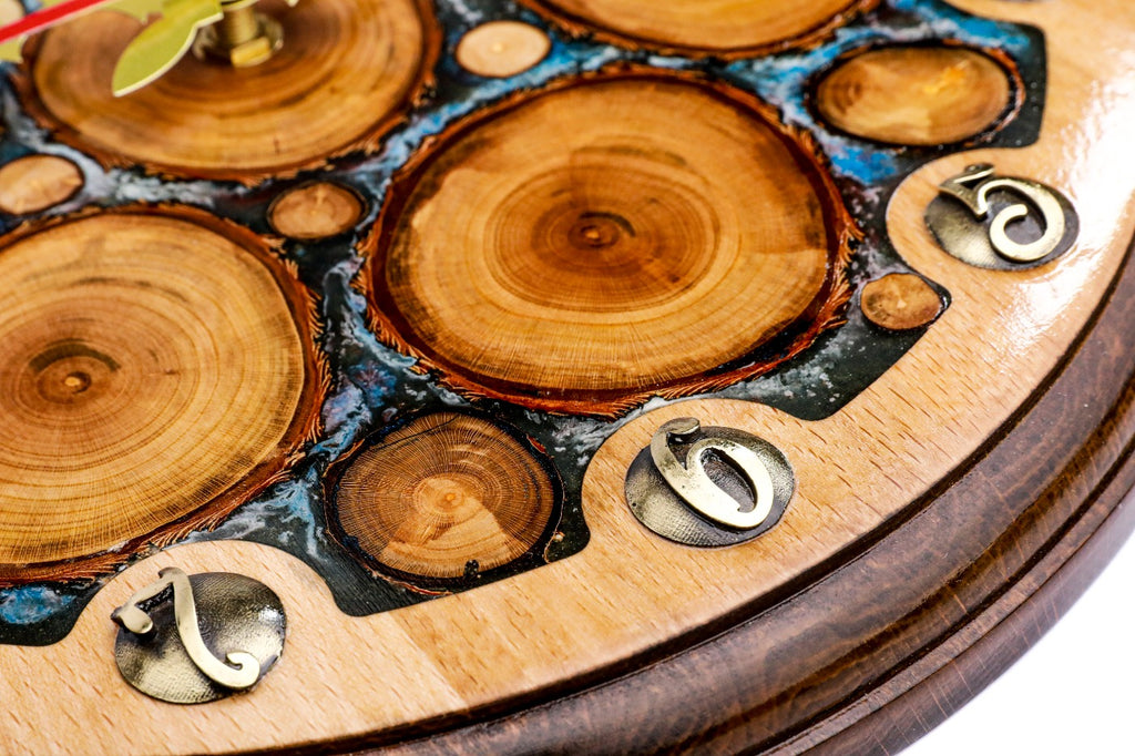 Handmade Wooden Wall Clock with Epoxy Trees, 30 cm - photo 5