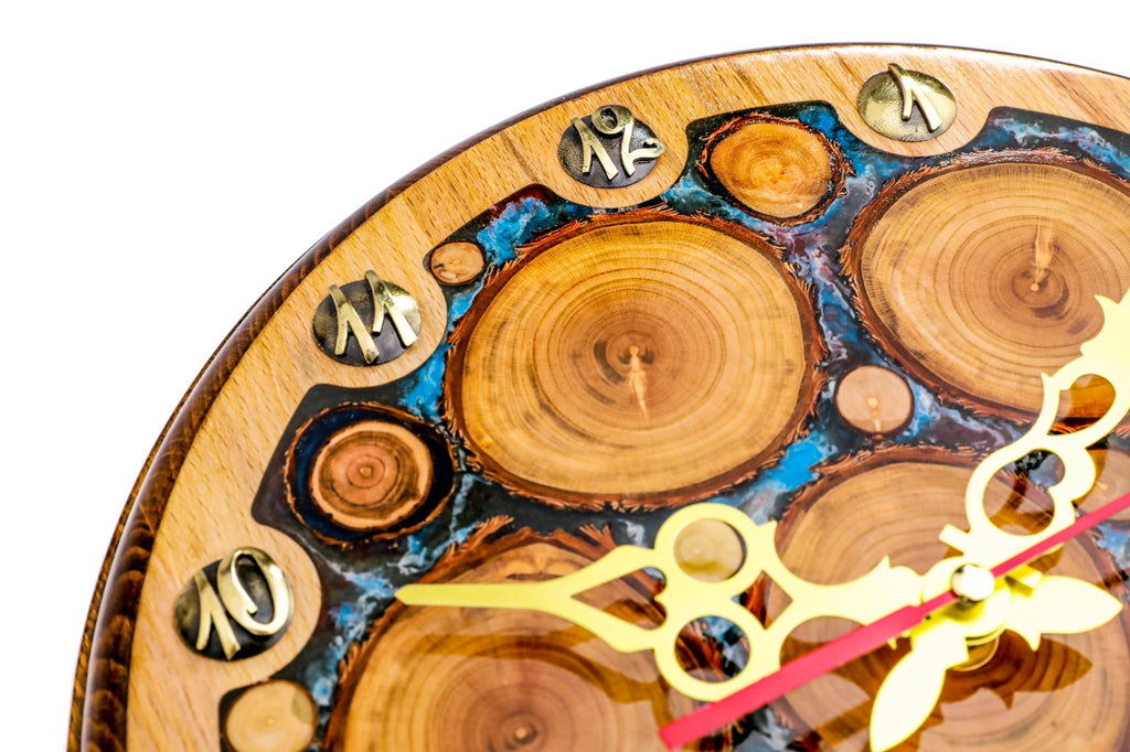 Handmade Wooden Wall Clock with Epoxy Trees, 30 cm - photo 6