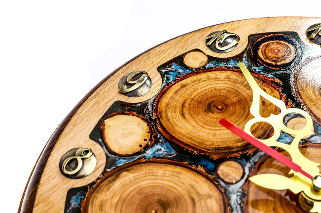 Handmade Wooden Wall Clock with Epoxy Trees, 30 cm - photo 7