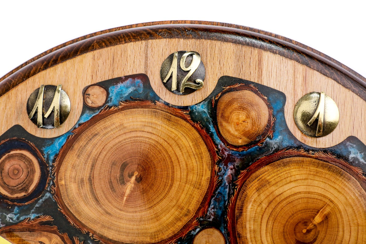 Handmade Wooden Wall Clock with Epoxy Trees, 30 cm - photo 8