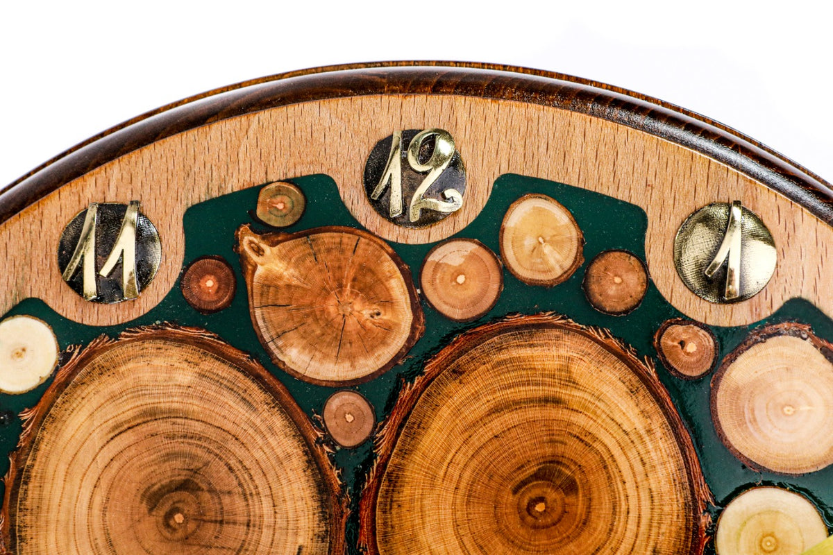 Handmade Wooden Wall Clock with Epoxy Trees, 30 cm - photo 8