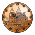 Handmade Wooden Wall Clock with Etchmiadzin Cathedral, 60 cm