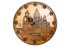 Handmade Wooden Wall Clock with Etchmiadzin Cathedral, 60 cm