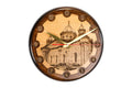 Handmade Wooden Wall Clock with Church of the Holy Mother of God, 30 cm