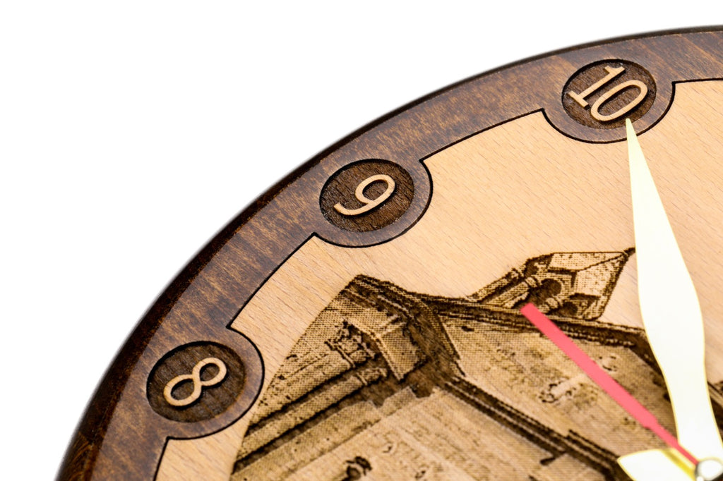 Handmade Wooden Wall Clock with Church of the Holy Mother of God, 30 cm - photo 5