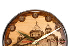 Handmade Wooden Wall Clock with Church of the Holy Mother of God, 30 cm - photo 3