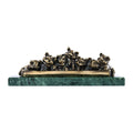 Handmade Bronze and Marble Piglets Sculpture