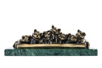 Handmade Bronze and Marble Piglets Sculpture