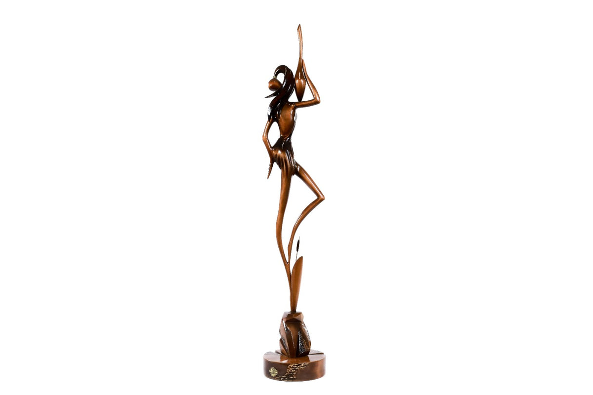 Hand-Carved Wooden Girl with a Jug Sculpture - photo 6
