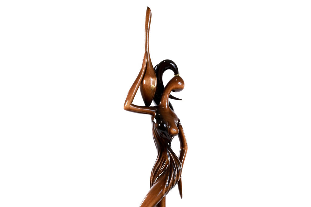 Hand-Carved Wooden Girl with a Jug Sculpture - photo 7