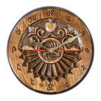 Handmade Wooden Wall Clock with Armenian Sundial, 30 cm