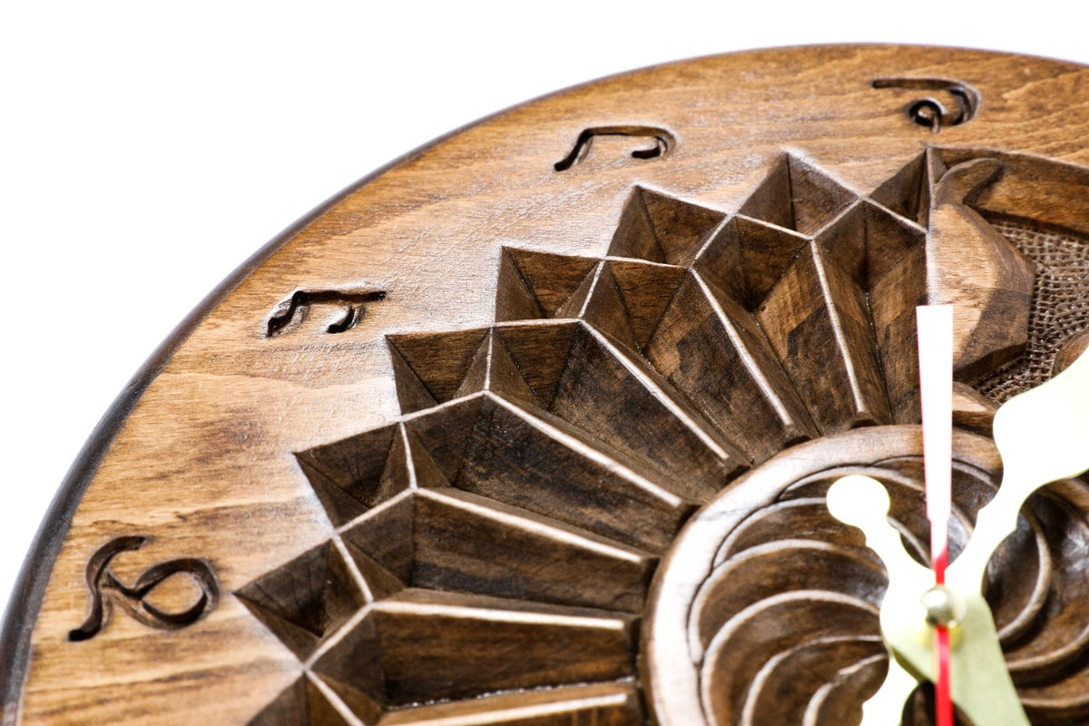 Handmade Wooden Wall Clock with Armenian Sundial, 30 cm - photo 7