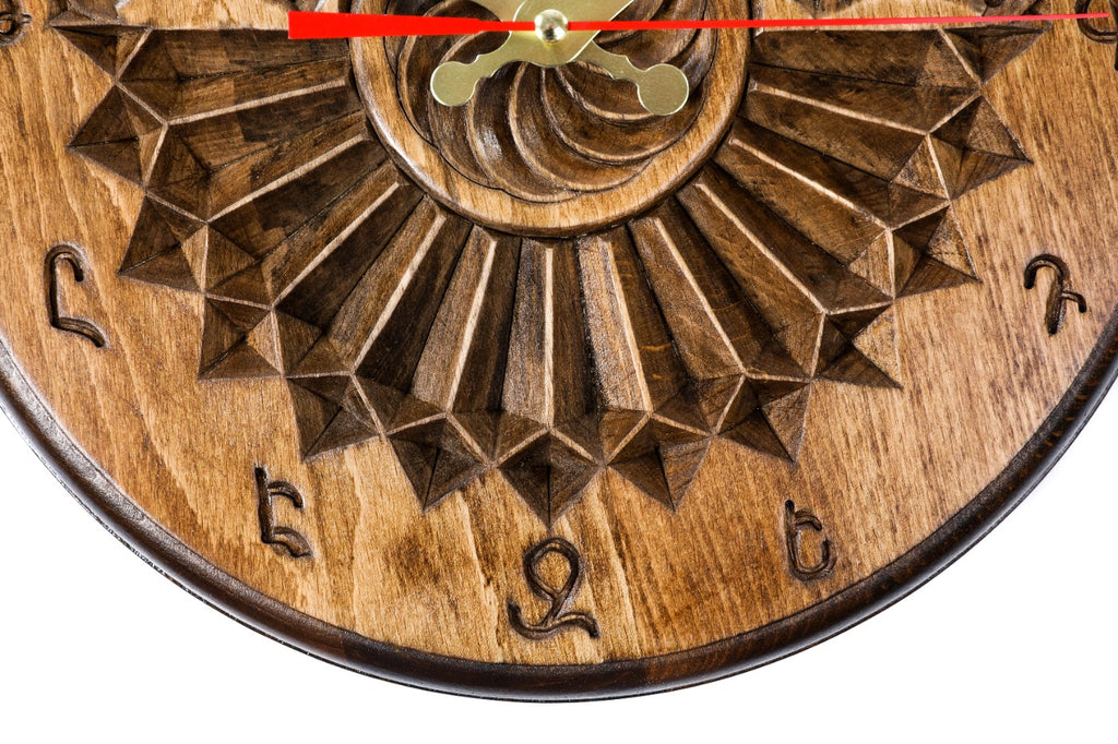 Handmade Wooden Wall Clock with Armenian Sundial, 30 cm - photo 9