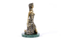 Handmade Bronze and Marble Girl on Her Knees Sculpture
