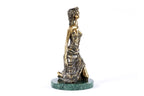 Handmade Bronze and Marble Girl on Her Knees Sculpture