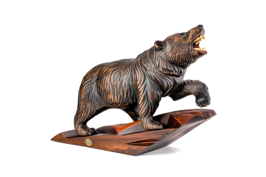 Hand-Carved Wooden Bear Sculpture