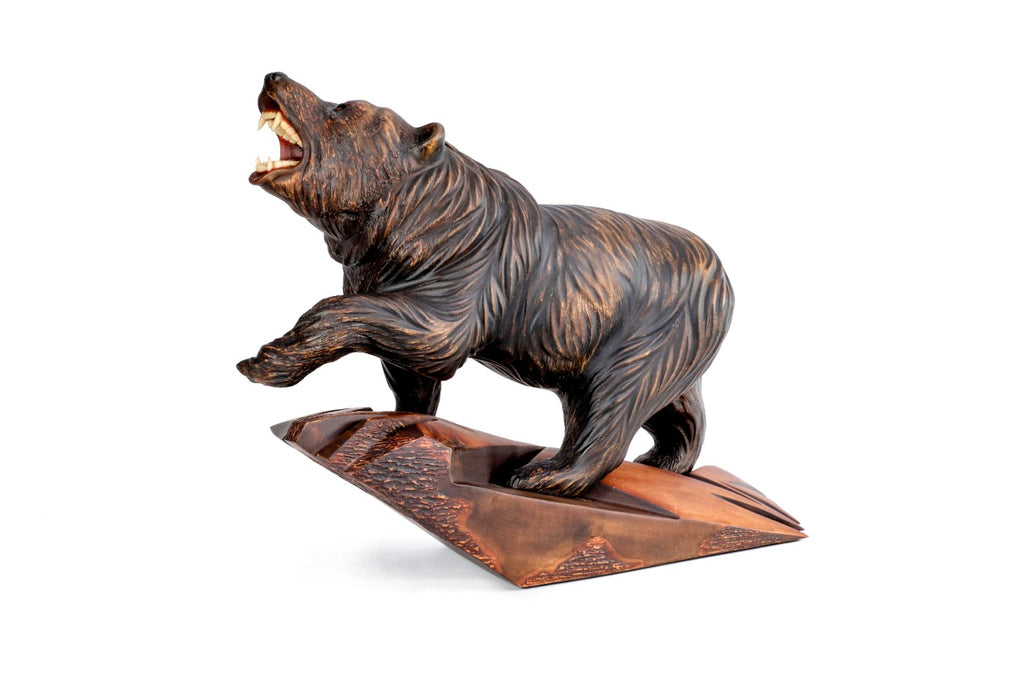 Hand-Carved Wooden Bear Sculpture - photo 4