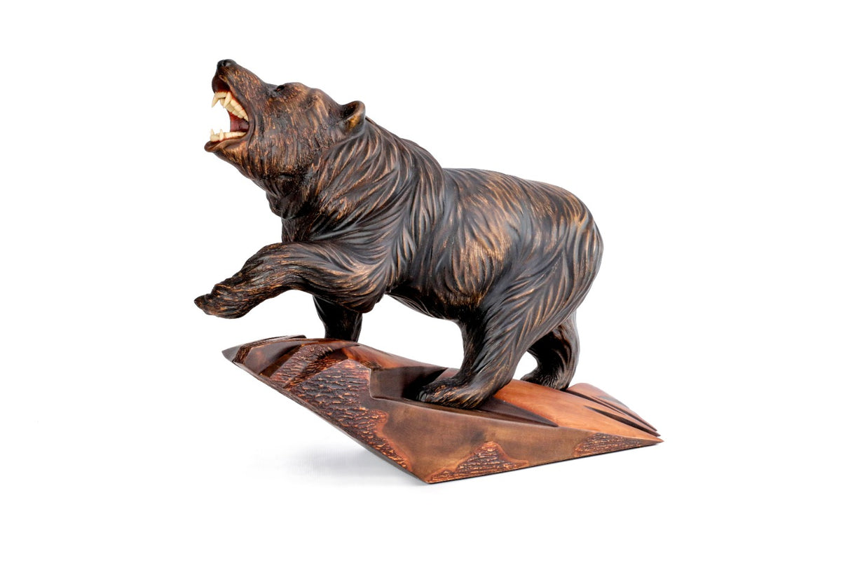 Hand-Carved Wooden Bear Sculpture - photo 4