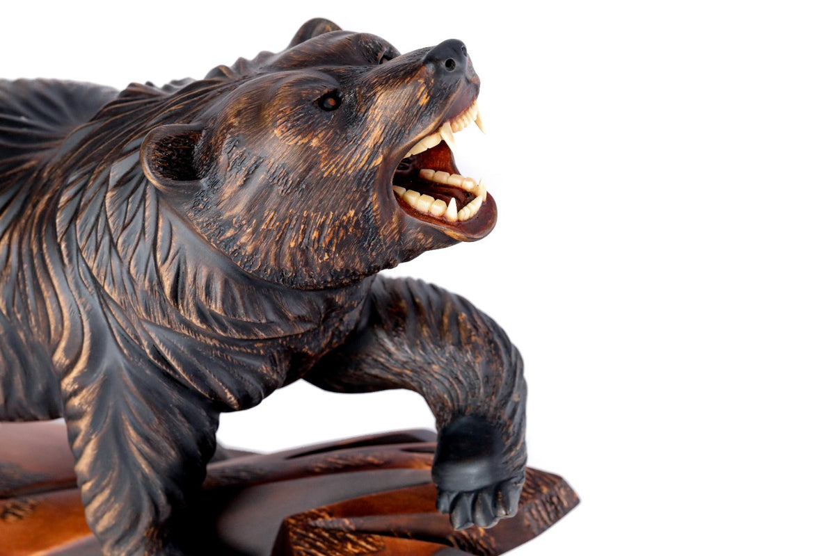 Hand-Carved Wooden Bear Sculpture - photo 8