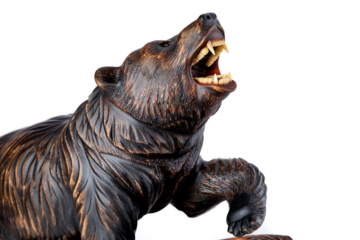 Hand-Carved Wooden Bear Sculpture - photo 5