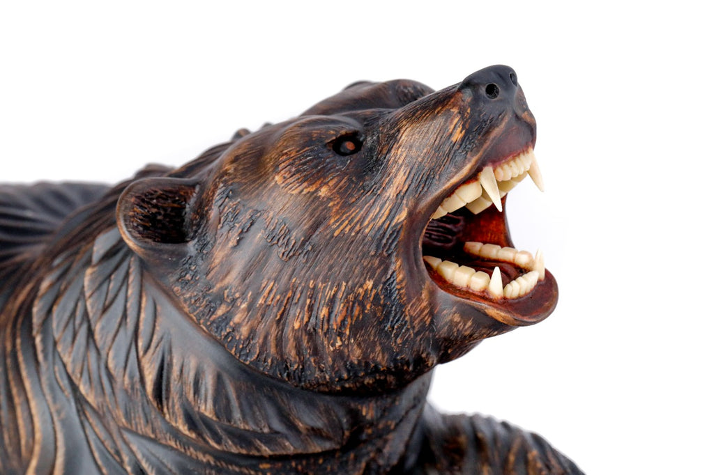 Hand-Carved Wooden Bear Sculpture - photo 2