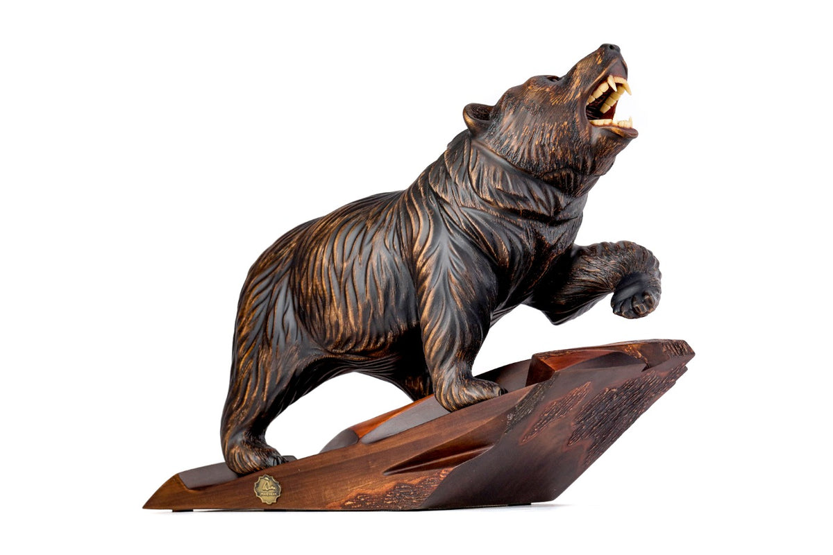 Hand-Carved Wooden Bear Sculpture - photo 9