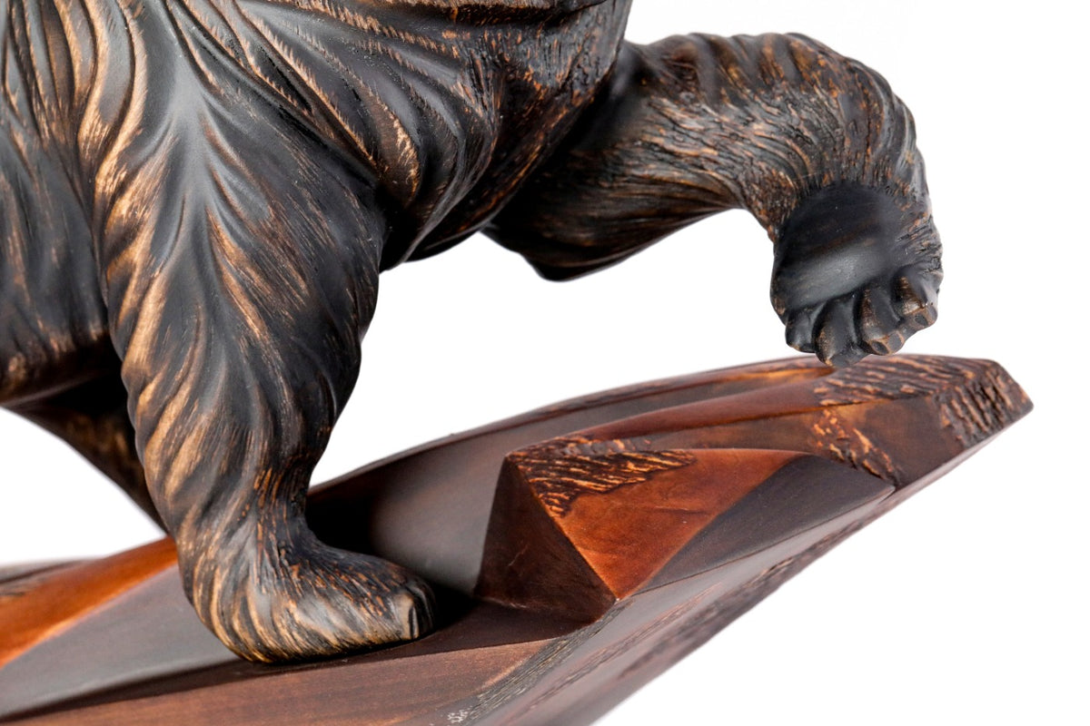 Hand-Carved Wooden Bear Sculpture - photo 10