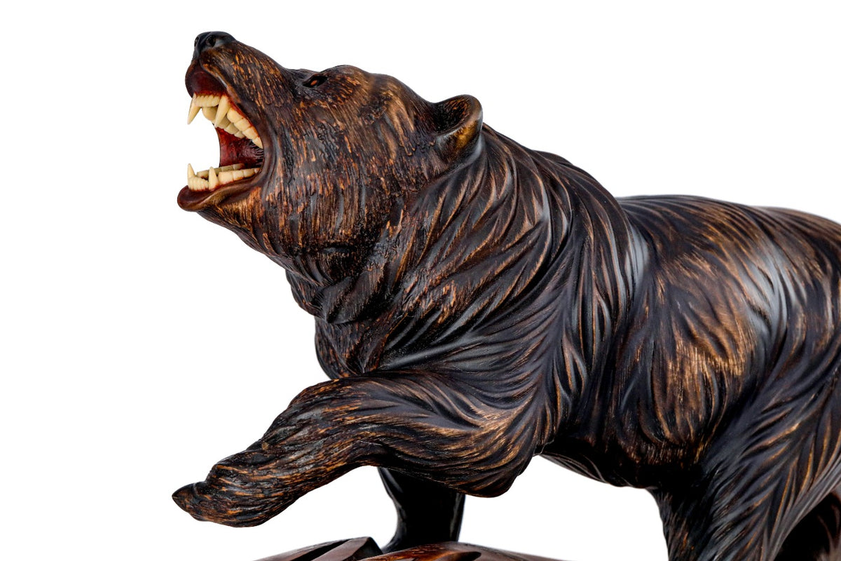 Hand-Carved Wooden Bear Sculpture - photo 3