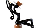 Hand-Carved Wooden Sitting Model Sculpture - photo 3