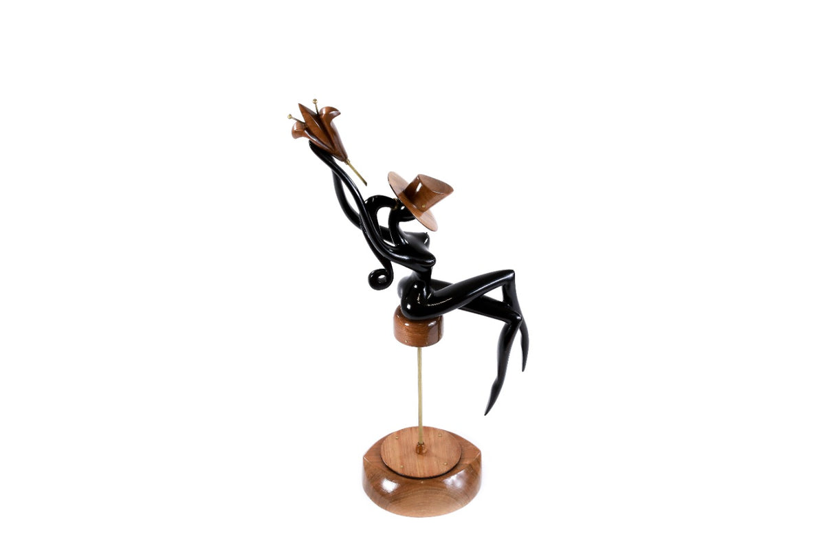 Hand-Carved Wooden Sitting Model Sculpture - photo 4