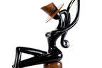 Hand-Carved Wooden Sitting Model Sculpture - photo 8