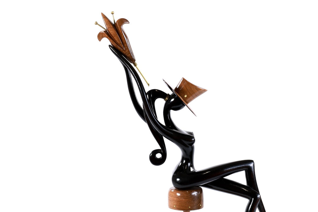 Hand-Carved Wooden Sitting Model Sculpture - photo 10