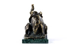 Handmade Bronze and Marble Elephant with Its Calfs Sculpture - photo 4