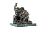 Handmade Bronze and Marble Elephant with Its Calfs Sculpture - photo 3