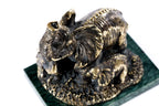 Handmade Bronze and Marble Elephant with Its Calfs Sculpture - photo 7