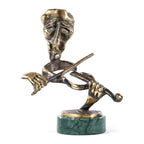 Handmade Bronze and Marble The Violinist Sculpture