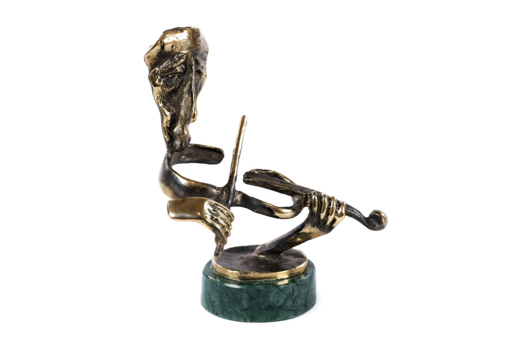 Handmade Bronze and Marble The Violinist Sculpture - photo 2